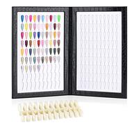 BNG Professional Color Chart Book with 180 Nail Polish Colors and 240 False Tips for Salon Art, Black Leather Display