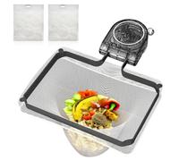 BNGXR Foldable Bracket Sink Filter, Kitchen Sink Strainer with 100 Filter Mesh Bags Foldable Food Catcher Basket Hanging Drain Kitchen Waste Rack Sink for Kitchen Leftovers Sink Drain Strainer