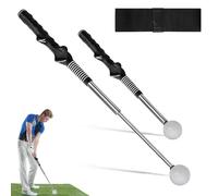 BNGXR Retractable Golf Swing Training Aid, Adjustable Golf Grip Trainer with Arm Posture Correction Band, Retractable Golf Grip Trainer for Warm-up, Retractable Golf Stick for Strength Tempo Training