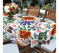 bnhjsdw Outdoor Tablecloth with Umbrella Hole for Oval Table, Waterproof Flowers Patio Table Cloth with Zipper - 60 x 120 inches