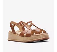 BNIB Clarks Ladies KIMMEI TWIST Tan Leather Wedged Sandals