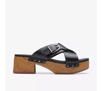 BNIB Clarks Ladies SIVANNE WALK Black Leather Clog Sandals