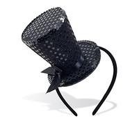 Bniksok Mini Top Hat Headband Black Sequin Hats for Women Fascinator Tea Party Headpiece
