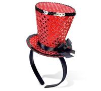 Bniksok Red Mini Top Hat Headband Fascinator Tea Party Headpiece for Women Lady Gril 1920s Party Costume Accessory