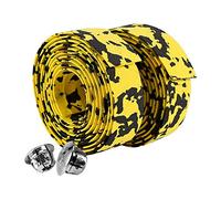 Bnineteenteam Handlebar Tape, Reflective Bicycle Handlebar Tape Bike Bar Wrap with Bar Plugs for Road Bikes and Cycling, 2PCS er Set (Yellow+Black) Ride