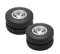 Bnineteenteam Metal Alloy Rear Wheel Hub Rims, 22mm Width Aluminum Loader Wheels for 1/14 RC Trailer with High Traction Performance (Silver)