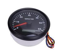 Bnineteenteam Universal 110mm 4 3/8 Inch Durable Tachometer with 7 Color Backlight and 6000 RPM Gauge for Truck, Tractor, Trailer, Car, Boat - High Precision Engine Speed Gauge for Marine (Black