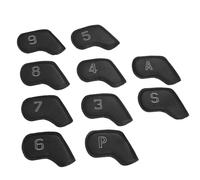 Bnineteenteam Water Proof Design, Stylish & Versatile, Convenient & Visible 10PCS Golf Head Covers with Easy to Read Numbers, All-weather Protection, Premium Material, PU Golf Putter Cover Set (Black)