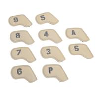 Bnineteenteam Water Proof Design, Stylish & Versatile, Convenient & Visible 10PCS Golf Head Covers with Easy to Read Numbers, All-weather Protection, Premium Material, PU Golf Putter Cover Set (Beige)