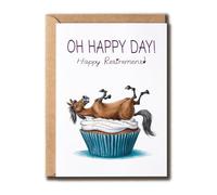 BNJDesigns Oh happy day - Happy Retirement Card - Happy Horse and Cupcake - Funny Retirement Card - Greeting Card - Horse Card - Cute Card - Card For Him