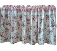 bnjlSDATwr small curtains， Sheer Valance Curtain,Kitchen Cafe Floral Decor Short Polyester Cotton Half with Lace Country Style Window(W x H 150 x 60cm)