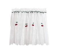 bnjlSDATwr small curtains， Sheer Valance Curtain,Kitchen Short Window White Lace Net Voile Cafe, Country Rural Style Embroidery Floral Tier(W x H 200x150cm)