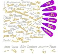 BNJZWJJ 3D Zodiac Charms Set, 48 Pcs Smooth Surface Charms for Making Jewellery, Bracelets, Resin, DIY Nail Art Decoration (Gold, Silver)