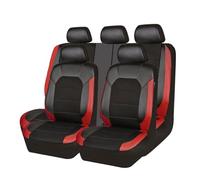 Bnkwrqotydp 9 Pcs Seat Covers for VW Fox Europe 2005 2006 2007 2008 2009 2010 2011, Leather Car Seat Cover Full Set Breathable Durable All Weather Bench Protector Interior Accessories,Red