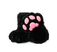 BNLIDES Cosplay Animal Cat Wolf Dog Fox Fursuit Feet Paw Claw Shoes Furry Boots Costume Accessories for Adult (Black Pink)