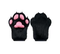 BNLIDES Cosplay Fur Costume Paw Gloves Furry Claw Gloves Built-in Whistle Decompression Toys Costume Party Supplies for Adults, black pink, M