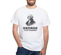 BNMKHCXSDRT George Washington is My Homeboy White T Shirt Men's 100% Cotton, Classic Graphic White T-Shirt Hemden(3X-Large)