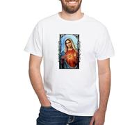 BNMKHCXSDRT Virgin Mary Sacred Immaculate Heart White T Shir Men's 100% Cotton, Classic Graphic White T-Shirt Hemden(Small)
