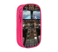 bnmklda Airplane Cockpit Printed Large - Capacity Double - Layer Pencil Case Pink - Large Capacity Pen Case for School & Office Supplies