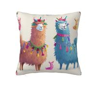 bnmklda Alpaca Llama Printed Double - sided Plush Pillow Cover - Soft Polyester Square pillow for Sofa, Bedroom, Living Room & Home Decor 66x66cm