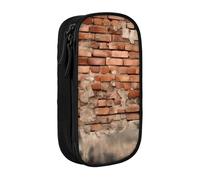 bnmklda Ancient Worn Brick Wall Printed Large - Capacity Double - Layer Pencil Case Black - Large Capacity Pen Case for School & Office Supplies