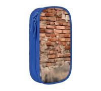 bnmklda Ancient Worn Brick Wall Printed Large - Capacity Double - Layer Pencil Case Blue - Large Capacity Pen Case for School & Office Supplies