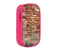 bnmklda Ancient Worn Brick Wall Printed Large - Capacity Double - Layer Pencil Case Pink - Large Capacity Pen Case for School & Office Supplies