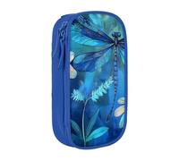 bnmklda Art Blue Dragonfly Printed Large - Capacity Double - Layer Pencil Case Blue - Large Capacity Pen Case for School & Office Supplies