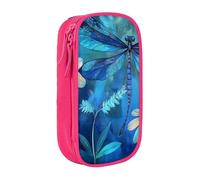 bnmklda Art Blue Dragonfly Printed Large - Capacity Double - Layer Pencil Case Pink - Large Capacity Pen Case for School & Office Supplies
