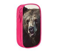 bnmklda Bear prin Printed Large - Capacity Double - Layer Pencil Case Pink - Large Capacity Pen Case for School & Office Supplies