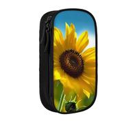 bnmklda Beautiful Sunflower Printed Large - Capacity Double - Layer Pencil Case Black - Large Capacity Pen Case for School & Office Supplies