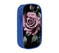 bnmklda Black Blackgound Rose Printed Large - Capacity Double - Layer Pencil Case Blue - Large Capacity Pen Case for School & Office Supplies