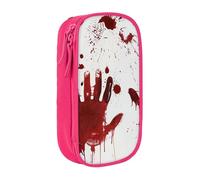 bnmklda Bloody Handprints Printed Large - Capacity Double - Layer Pencil Case Pink - Large Capacity Pen Case for School & Office Supplies