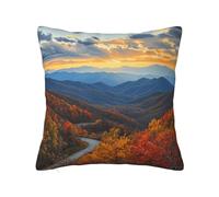 bnmklda Blue Ridge Parkway Mountains Printed Double - sided Plush Pillow Cover - Soft Polyester Square pillow for Sofa, Bedroom, Living Room & Home Decor 60x60cm