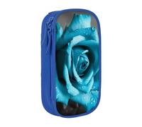 bnmklda Blue Rose Printed Large - Capacity Double - Layer Pencil Case Blue - Large Capacity Pen Case for School & Office Supplies