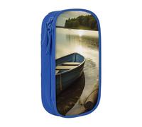 bnmklda Boat at Lake Shore Printed Large - Capacity Double - Layer Pencil Case Blue - Large Capacity Pen Case for School & Office Supplies