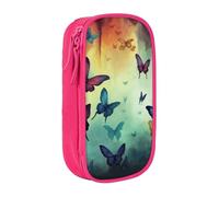 bnmklda Butterflies Print Printed Large - Capacity Double - Layer Pencil Case Pink - Large Capacity Pen Case for School & Office Supplies