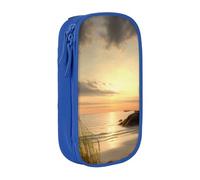 bnmklda Calm Coastal Scene Printed Large - Capacity Double - Layer Pencil Case Blue - Large Capacity Pen Case for School & Office Supplies