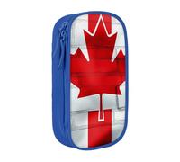 bnmklda Canadian Flag Printed Large - Capacity Double - Layer Pencil Case Blue - Large Capacity Pen Case for School & Office Supplies