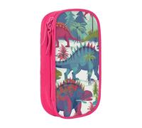 bnmklda Colorful Dinosaurs Printed Large - Capacity Double - Layer Pencil Case Pink - Large Capacity Pen Case for School & Office Supplies