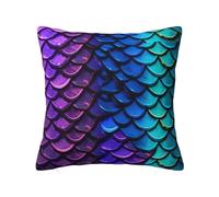 bnmklda Colorful Fish Mermaid Scales Printed Double - sided Plush Pillow Cover - Soft Polyester Square pillow for Sofa, Bedroom, Living Room & Home Decor 55x55cm