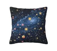 bnmklda Constellation Star Clusters Galaxies Printed Double - sided Plush Pillow Cover - Soft Polyester Square pillow for Sofa, Bedroom, Living Room & Home Decor 66x66cm