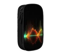 bnmklda Cool Music Sound Wave Printed Large - Capacity Double - Layer Pencil Case Black - Large Capacity Pen Case for School & Office Supplies