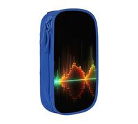 bnmklda Cool Music Sound Wave Printed Large - Capacity Double - Layer Pencil Case Blue - Large Capacity Pen Case for School & Office Supplies