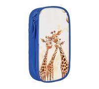 bnmklda Cute Cartoon Funny Giraffes Printed Large - Capacity Double - Layer Pencil Case Blue - Large Capacity Pen Case for School & Office Supplies