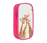 bnmklda Cute Cartoon Funny Giraffes Printed Large - Capacity Double - Layer Pencil Case Pink - Large Capacity Pen Case for School & Office Supplies