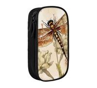 bnmklda Dragonfly Bee Printed Large - Capacity Double - Layer Pencil Case Black - Large Capacity Pen Case for School & Office Supplies