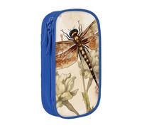 bnmklda Dragonfly Bee Printed Large - Capacity Double - Layer Pencil Case Blue - Large Capacity Pen Case for School & Office Supplies