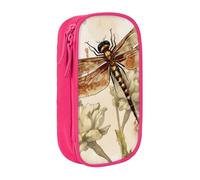 bnmklda Dragonfly Bee Printed Large - Capacity Double - Layer Pencil Case Pink - Large Capacity Pen Case for School & Office Supplies