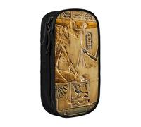 bnmklda Egypt Hieroglyphics Printed Large - Capacity Double - Layer Pencil Case Black - Large Capacity Pen Case for School & Office Supplies